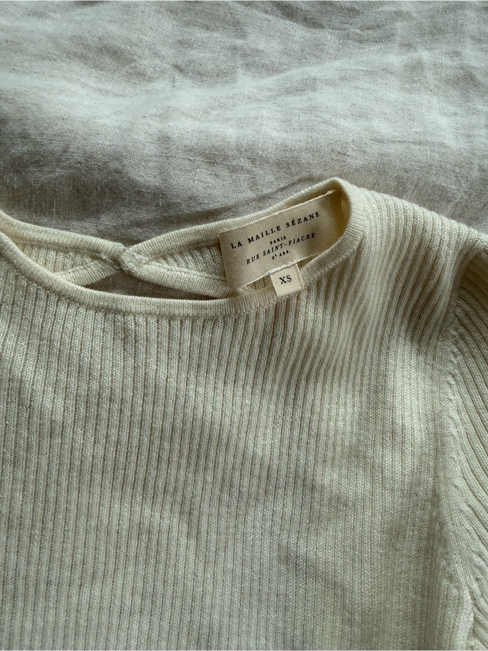 Sezane Cream Scoop-Back Ribbed Bodysuit - Picture 2 of 4